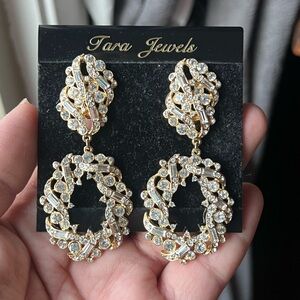 Gold and Silver Crystal Earrings